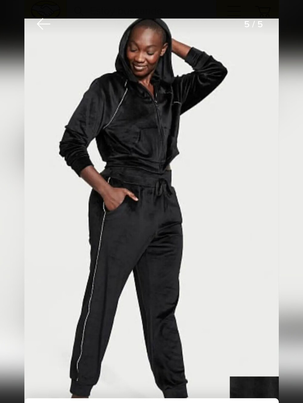 Victoria’s Secret Set Velvet Jacket & Jogger Velour With Rhinestone Black